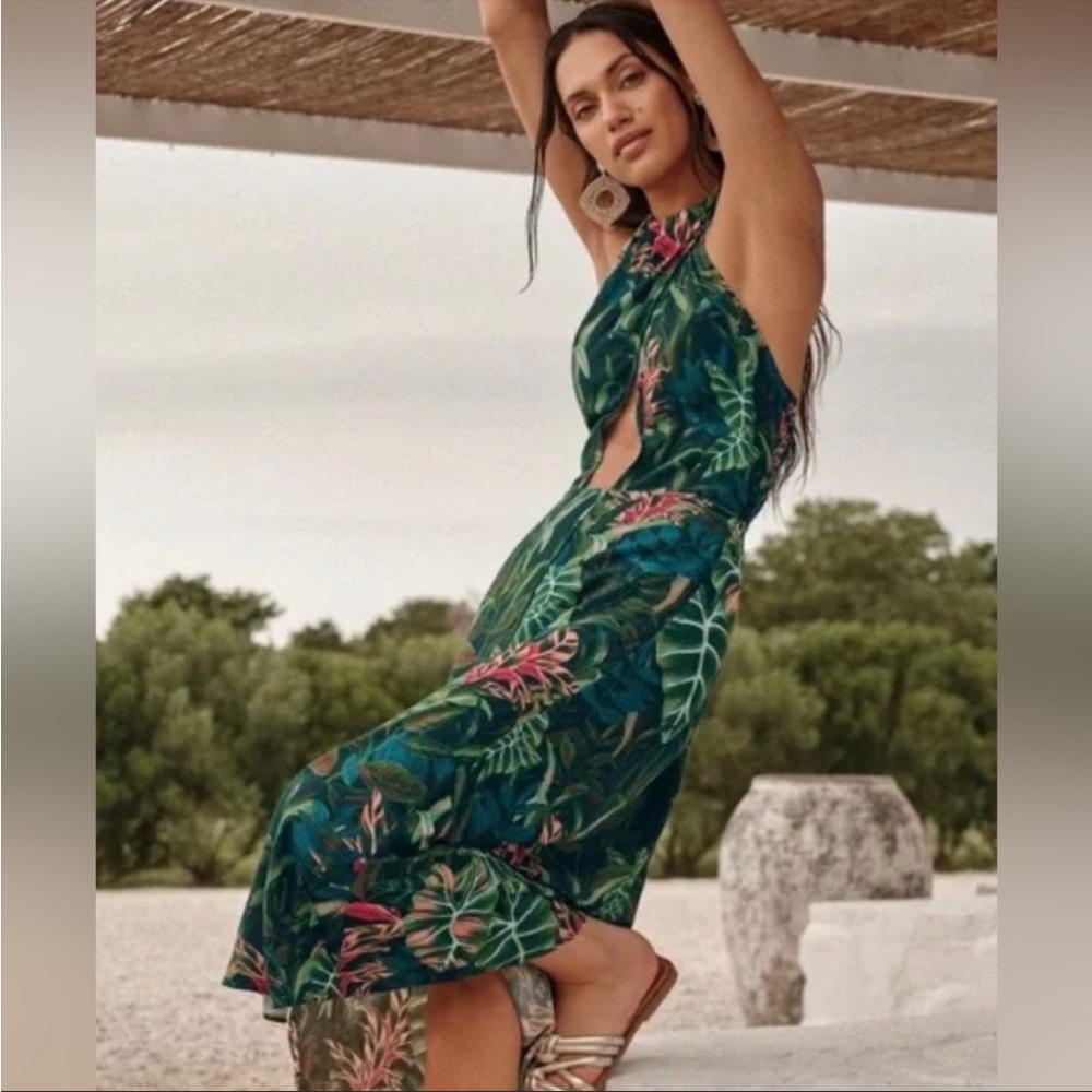 Farm Rio Foliage Jungle Cutout Dress